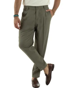 Abito lino uomo vestito doppiopetto sartoriale verde militare AE1169A