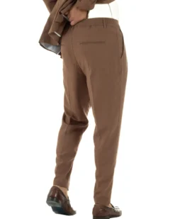 Abito lino uomo vestito doppiopetto sartoriale camel AE1171A