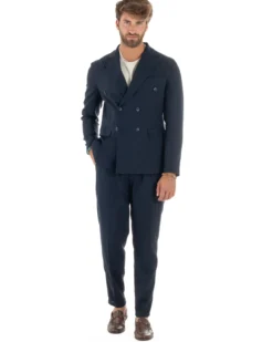 Abito lino uomo vestito doppiopetto sartoriale blu AE1172A