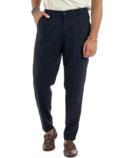 Abito lino uomo vestito doppiopetto sartoriale blu AE1172A