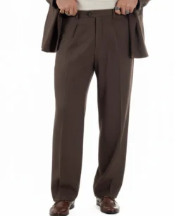 Abito uomo doppiopetto 2 bottoni vestito viscosa over pantaloni baggy marrone GIOSAL-AE1217A