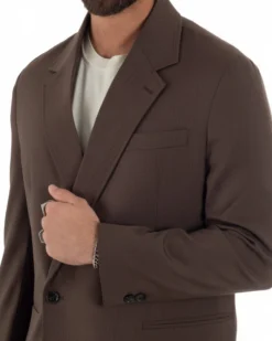 Abito uomo doppiopetto 2 bottoni vestito viscosa over pantaloni baggy marrone GIOSAL-AE1217A
