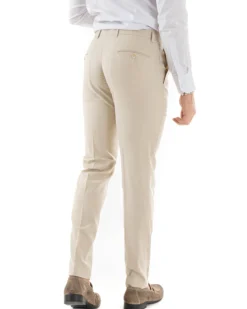Abito uomo doppiopetto completo viscosa giacca pantaloni elegante beige melangiato GIOSAL-OU2258A
