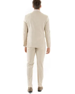 Abito uomo doppiopetto completo viscosa giacca pantaloni elegante beige melangiato GIOSAL-OU2258A