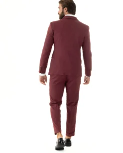 Abito uomo doppiopetto completo giacca pantaloni bottoni metallo bordeaux melangiato GIOSAL-AE1080A