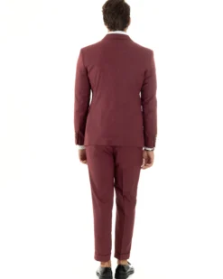 Abito uomo doppiopetto completo giacca pantaloni bottoni metallo bordeaux melangiato GIOSAL-AE1080A