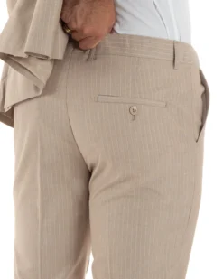 Abito uomo doppiopetto completo gessato giacca pantaloni bottoni metallo beige GIOSAL-AE1088A