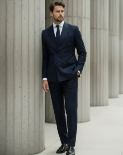 Abito uomo doppiopetto completo viscosa giacca pantaloni elegante blu GIOSAL-AE1064A