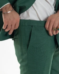 Abito uomo doppiopetto completo viscosa giacca pantaloni elegante verde melangiato GIOSAL-AE1117A