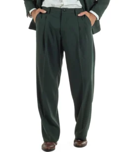 Abito uomo doppiopetto completo oversize giacca bottoni oro pantaloni baggy verde BlackSunday AE1261A