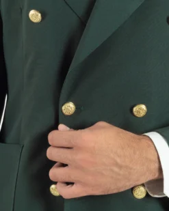 Abito uomo doppiopetto completo oversize giacca bottoni oro pantaloni baggy verde BlackSunday AE1261A