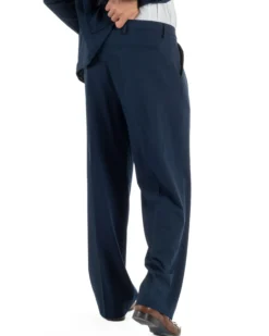 Abito uomo doppiopetto completo oversize giacca bottoni oro pantaloni baggy blu BlackSunday AE1262A