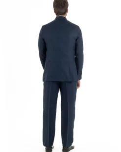 Abito uomo doppiopetto lino completo giacca pantaloni baggy pinces blu GIOSAL-AE1259A
