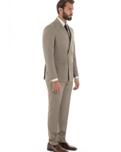 Abito uomo doppiopetto vestito gessato sartoriale rigato sottile tortora GIOSAL-AE1239A