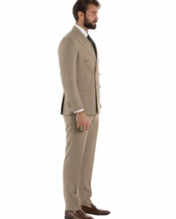 Abito uomo doppiopetto vestito gessato sartoriale rigato beige GIOSAL-AE1215A