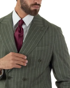 Abito uomo doppiopetto vestito gessato sartoriale rigato verde GIOSAL-AE1230A