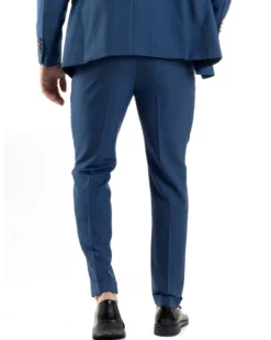 Abito Uomo Doppiopetto Vestito Completo Giacca Pantaloni Bottoni Metallo Blu Melangiato AE1056A