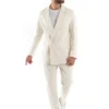 Abito Uomo Doppiopetto Vestito Velluto Completo Giacca Pantaloni Panna Elegante Cerimonia GIOSAL-OU2194A