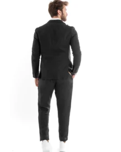 Abito uomo doppiopetto vestito sartoriale lino nero GIOSAL-OU2332A