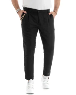 Abito uomo doppiopetto vestito sartoriale lino nero GIOSAL-OU2332A