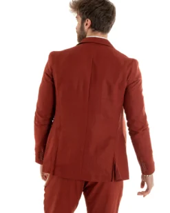 Abito uomo doppiopetto vestito sartoriale lino mattone GIOSAL-OU2335A