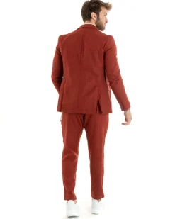 Abito uomo doppiopetto vestito sartoriale lino mattone GIOSAL-OU2335A