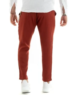 Abito uomo doppiopetto vestito sartoriale lino mattone GIOSAL-OU2335A