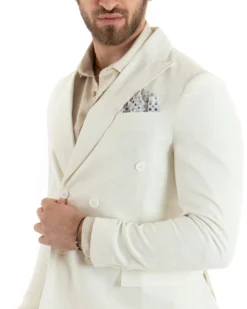 Abito uomo doppiopetto vestito sartoriale lino panna GIOSAL-OU2333A