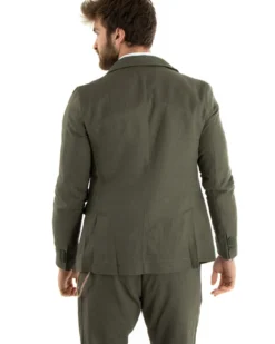 Abito Uomo Monopetto Completo Lino Sartoriale Giacca Pantaloni Verde GIOSAL-OU2323A