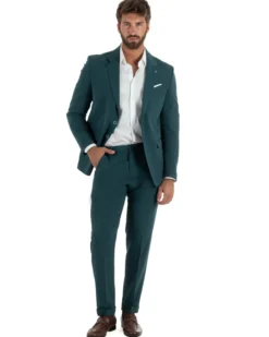 Abito uomo monopetto completo giacca pantaloni slim fit petrolio GIOSAL-AE1254A