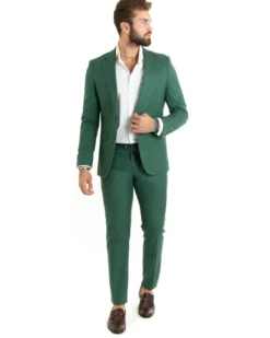 Abito uomo monopetto completo viscosa giacca pantaloni verde melangiato GIOSAL-OU2427A