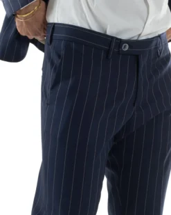 Abito Uomo Monopetto Gessato Sartoriale Rigato Blu Over-D OC1F2W5A03