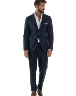 Abito Uomo Monopetto Gessato Sartoriale Rigato Blu Over-D OC1F2W5A03