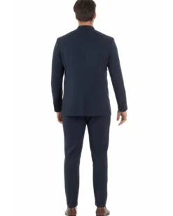Abito uomo monopetto giacca coreana pantaloni abbottonatura allungata blu GIOSAL-AE1219A
