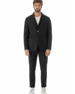 Abito uomo monopetto no stiro completo impermeabile giacca pantaloni nero GIOSAL-AE1238A