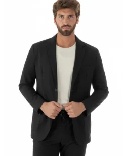 Abito uomo monopetto no stiro completo impermeabile giacca pantaloni nero GIOSAL-AE1238A