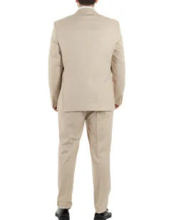 Abito Uomo Monopetto Vestito Viscosa Completo Taglie Comode Beige Melangiato TCAE1006A