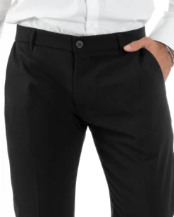 Abito Uomo Monopetto Vestito Viscosa Completo Giacca Pantaloni Elegante Casual Tinta Unita Nero GIOSAL-AE1079A