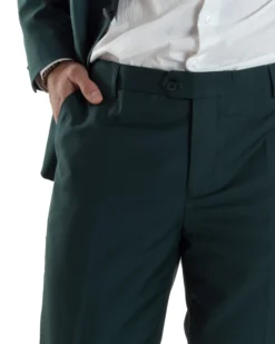 Abito Uomo Monopetto Vestito Completo Giacca Rever Sciallato In Raso Pantaloni Verde AE1153A
