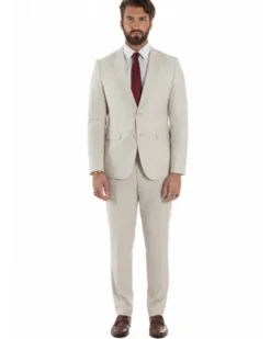 Abito uomo monopetto vestito viscosa completo giacca pantaloni panna GIOSAL-AE1206A