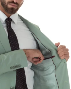 Abito uomo monopetto vestito viscosa completo giacca pantaloni verde salvia GIOSAL-AE1231A
