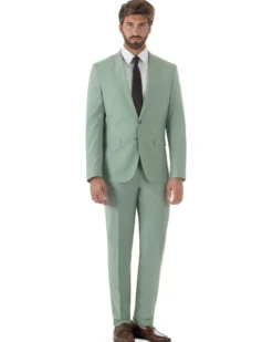 Abito uomo monopetto vestito viscosa completo giacca pantaloni verde salvia GIOSAL-AE1231A