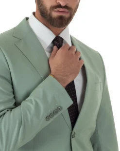 Abito uomo monopetto vestito viscosa completo giacca pantaloni verde salvia GIOSAL-AE1231A