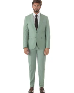 Abito uomo monopetto vestito viscosa completo giacca pantaloni verde salvia GIOSAL-AE1231A