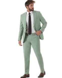 Abito uomo monopetto vestito viscosa completo giacca pantaloni verde salvia GIOSAL-AE1231A