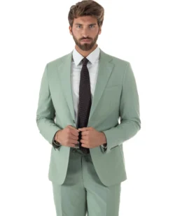 Abito uomo monopetto vestito viscosa completo giacca pantaloni verde salvia GIOSAL-AE1231A
