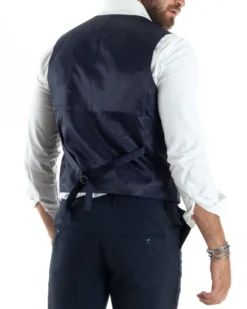 Abito uomo monopetto vestito 3 pezzi completo panciotto blu melangiato GIOSAL-AE1062A