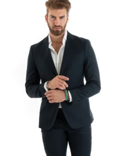 Abito uomo monopetto vestito viscosa completo giacca pantaloni blu GIOSAL-OU2430A