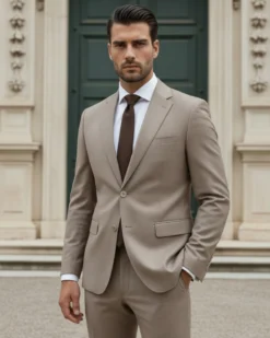 Abito uomo monopetto vestito viscosa completo giacca pantaloni beige GIOSAL-OU2432A
