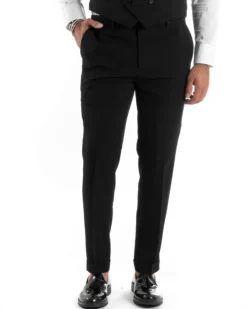 Abito Uomo Monopetto Vestito 3 Pezzi Completo Panciotto Nero AE1067A